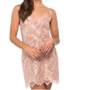 For Love and Lemons Rose Gold Lace Bra Corset Slip Mini Dress XS
